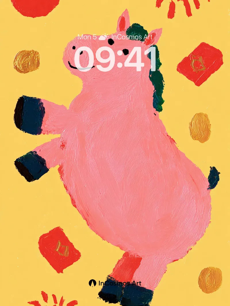 Joyful Piglet Wallpaper with Festive Gold Coins