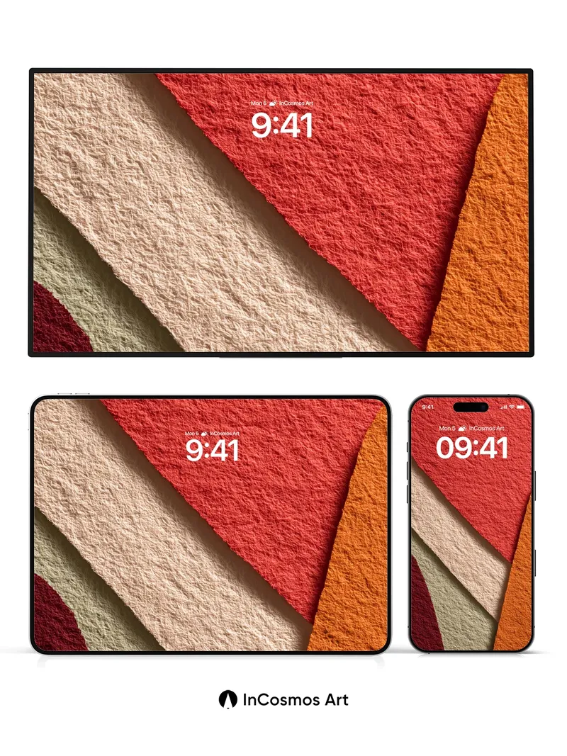 Warmth-Embraced Geometric Wallpaper with Textured Depth