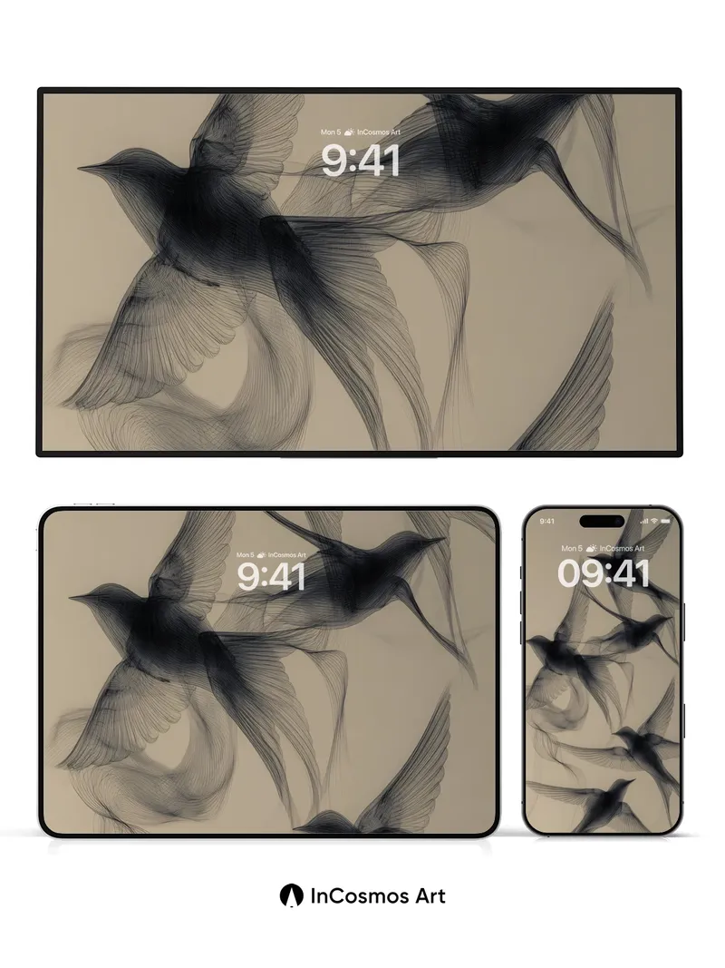 Ethereal Flight Wallpaper with Whispering Wings