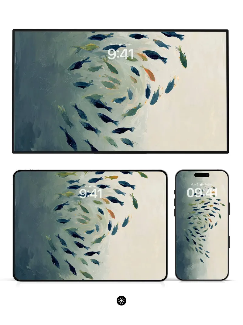 Whispering Fish School Abstract Wallpaper