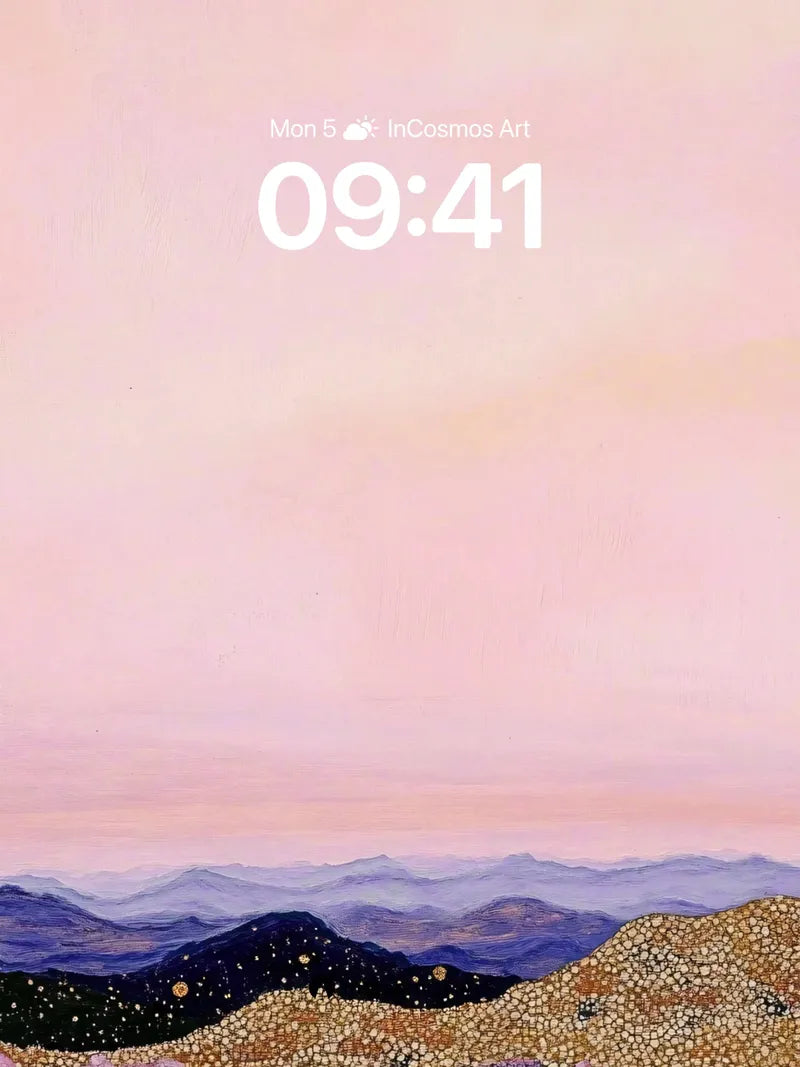 Serenity Bloom Wallpaper with Polka-Dot Fields wallpaper for iPhone, iPad & Mac