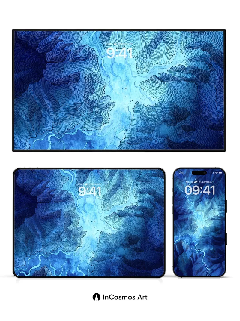 Frostvein River Wallpaper with Celestial Glow