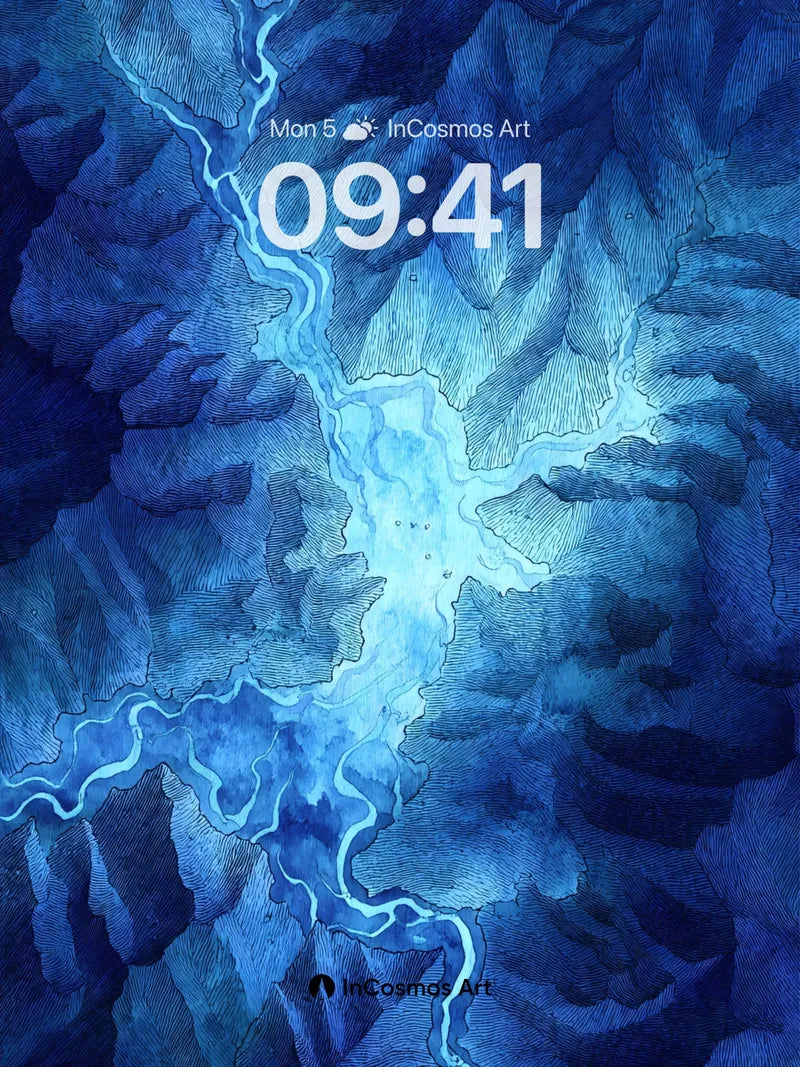 Frostvein River Wallpaper with Celestial Glow