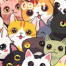 Playful Feline Parade Wallpaper with Whimsical Eyes wallpaper for iPhone, iPad & Mac