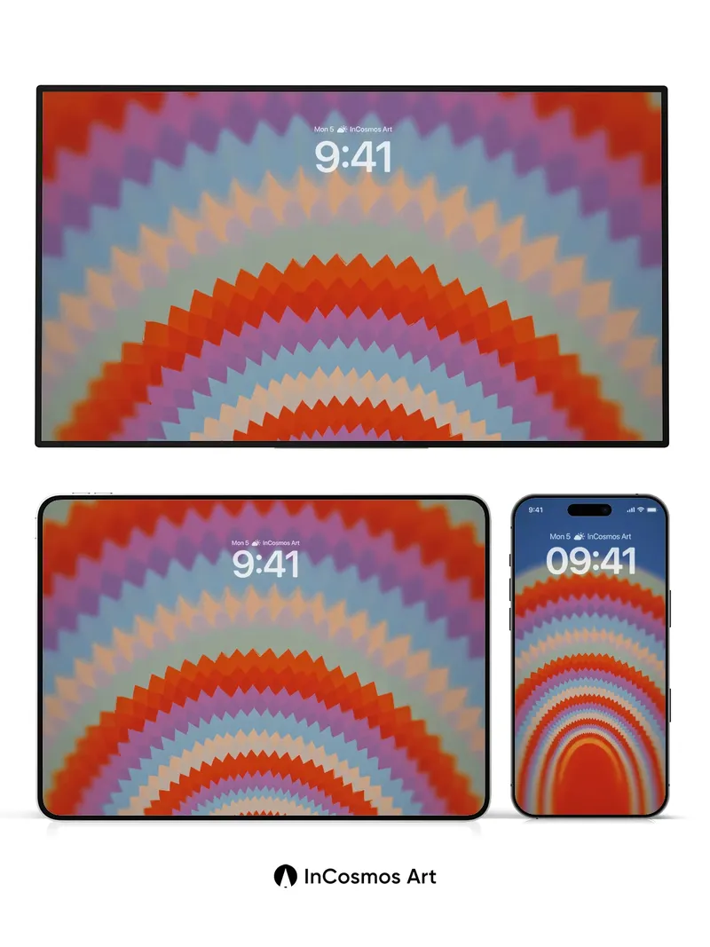 Pulsing Rainbow Wallpaper with Geometric Hues