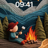 Knitted Nightfall Wallpaper with Campfire Glow wallpaper for iPhone, iPad & Mac