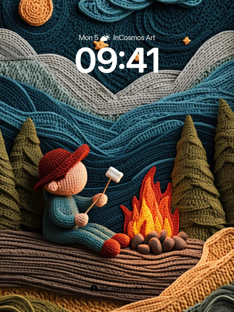 Knitted Nightfall Wallpaper with Campfire Glow wallpaper for iPhone, iPad & Mac
