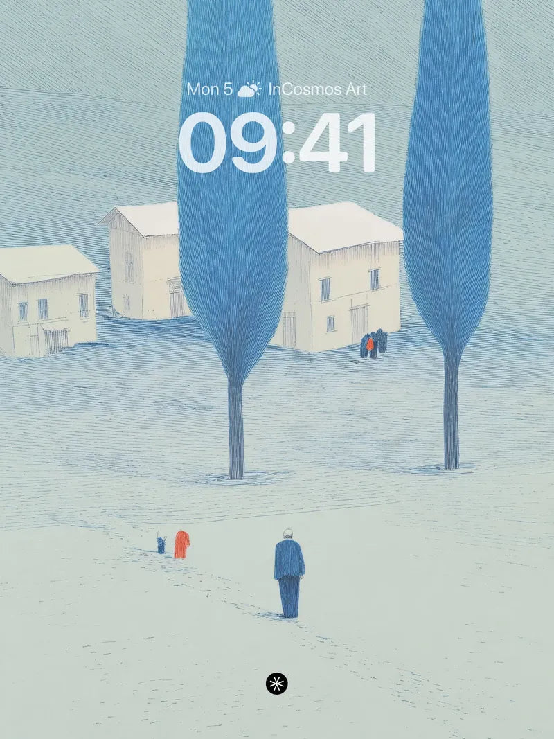 Serene Winter Landscape Wallpaper with Blue Trees wallpaper for iPhone, iPad & Mac