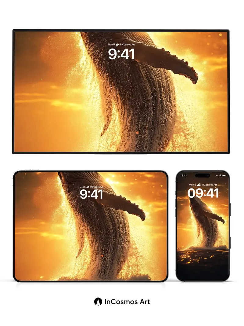 Golden Leviathan Wallpaper with Sunlit Spray