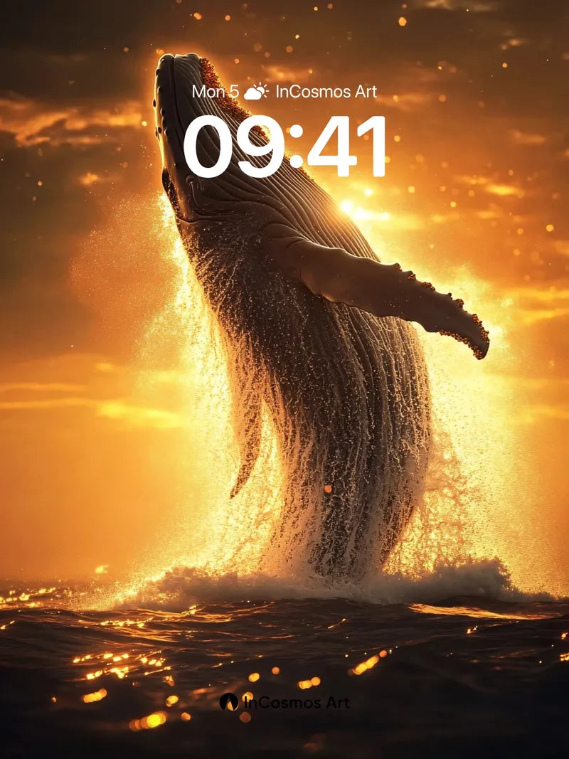 Golden Leviathan Wallpaper with Sunlit Spray