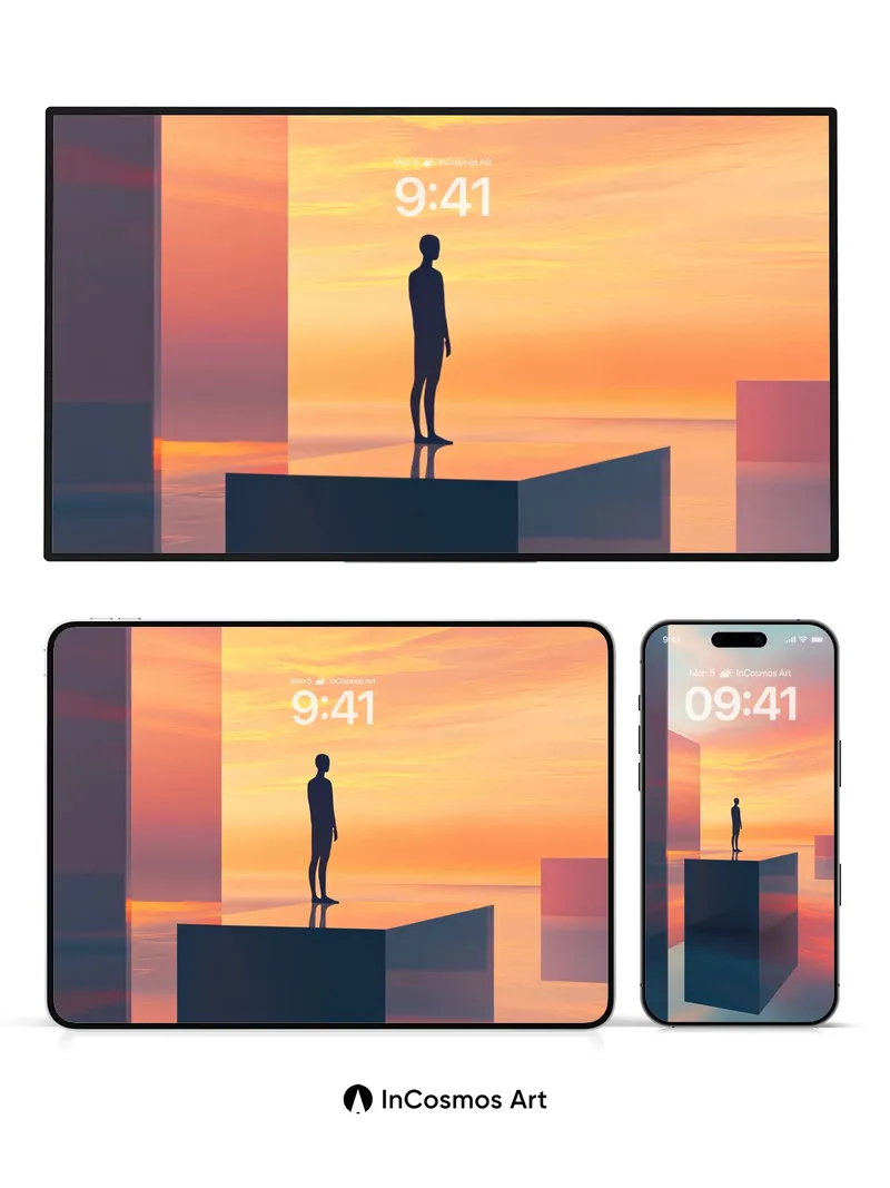 Serenity Cube Wallpaper with Floating Solitude