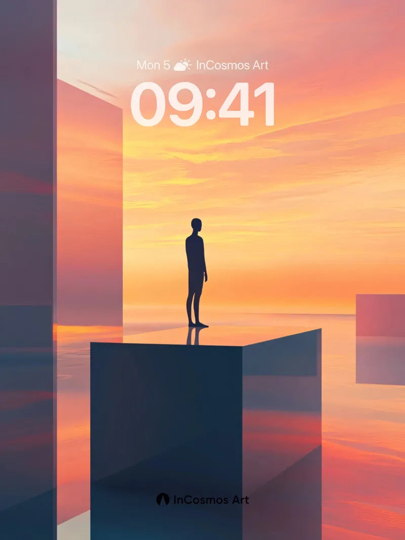 Serenity Cube Wallpaper with Floating Solitude