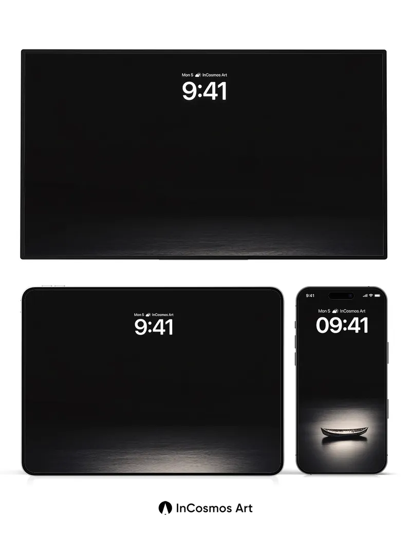 Serenity Boat Wallpaper with Moonlit Stillness