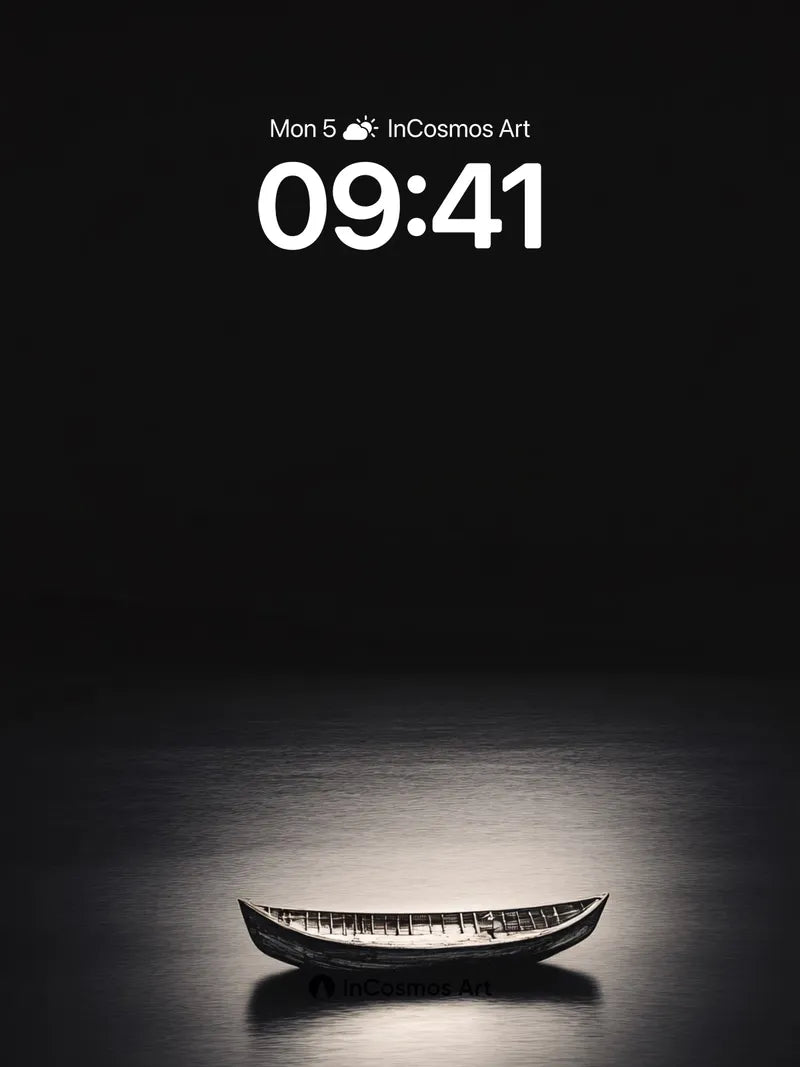 Serenity Boat Wallpaper with Moonlit Stillness