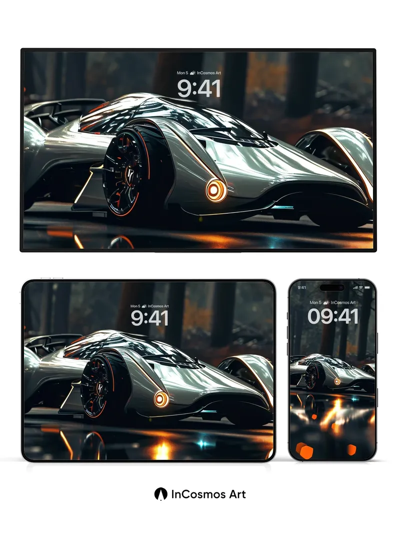 Neon Mirage Wallpaper with Forest Reflections