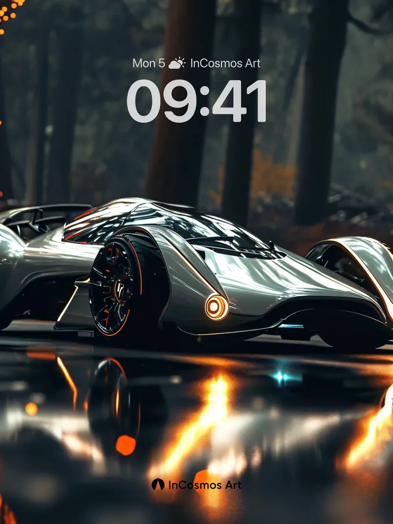 Neon Mirage Wallpaper with Forest Reflections