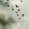 Soot-Silhouetted Flight Wallpaper with Ink-Blot Skies wallpaper for iPhone, iPad & Mac