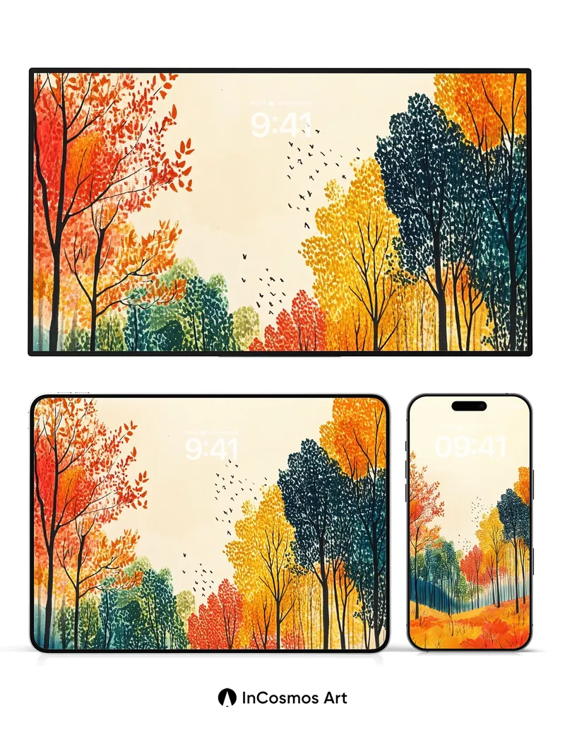 Autumn Hush Wallpaper with Whispering Trees