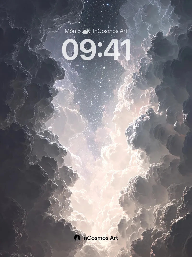 Starry Cloud Tunnel Wallpaper in Ethereal Glow