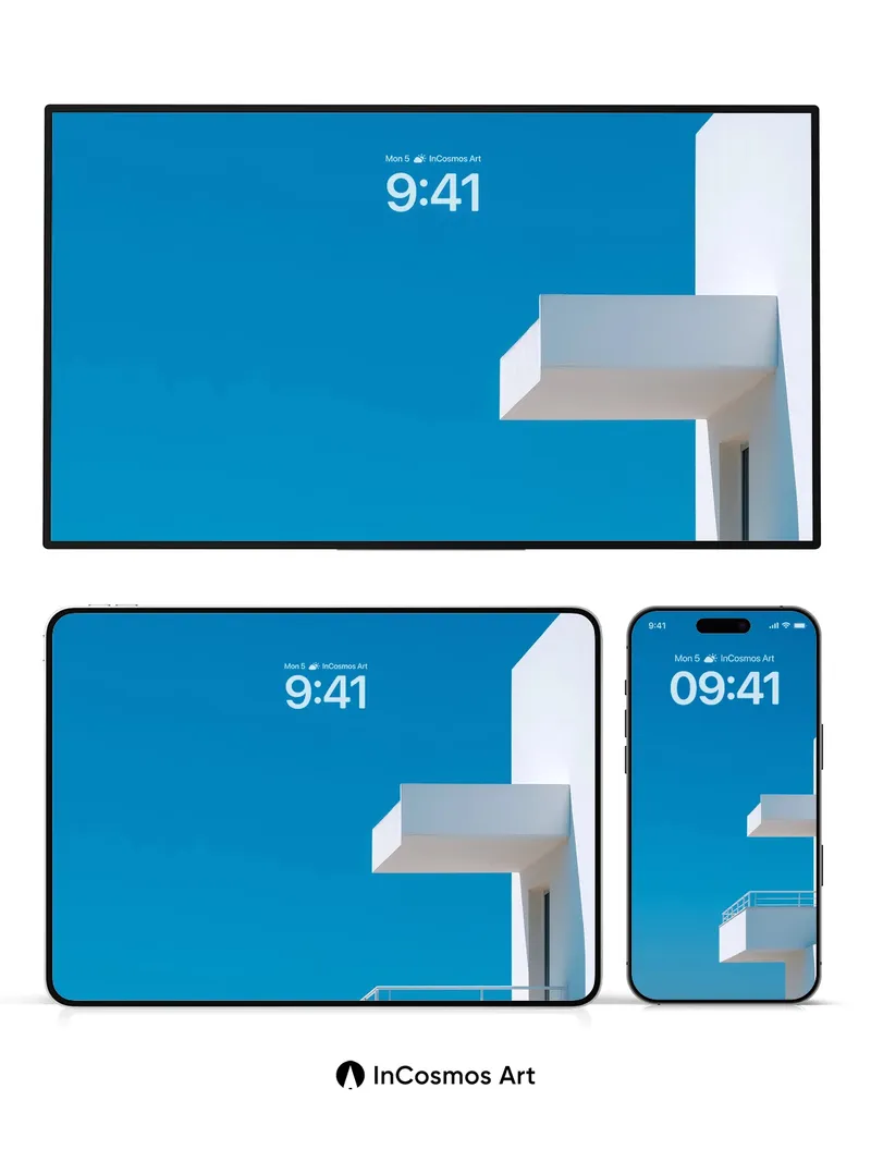 Calm Geometry Wallpaper with Floating Balconies