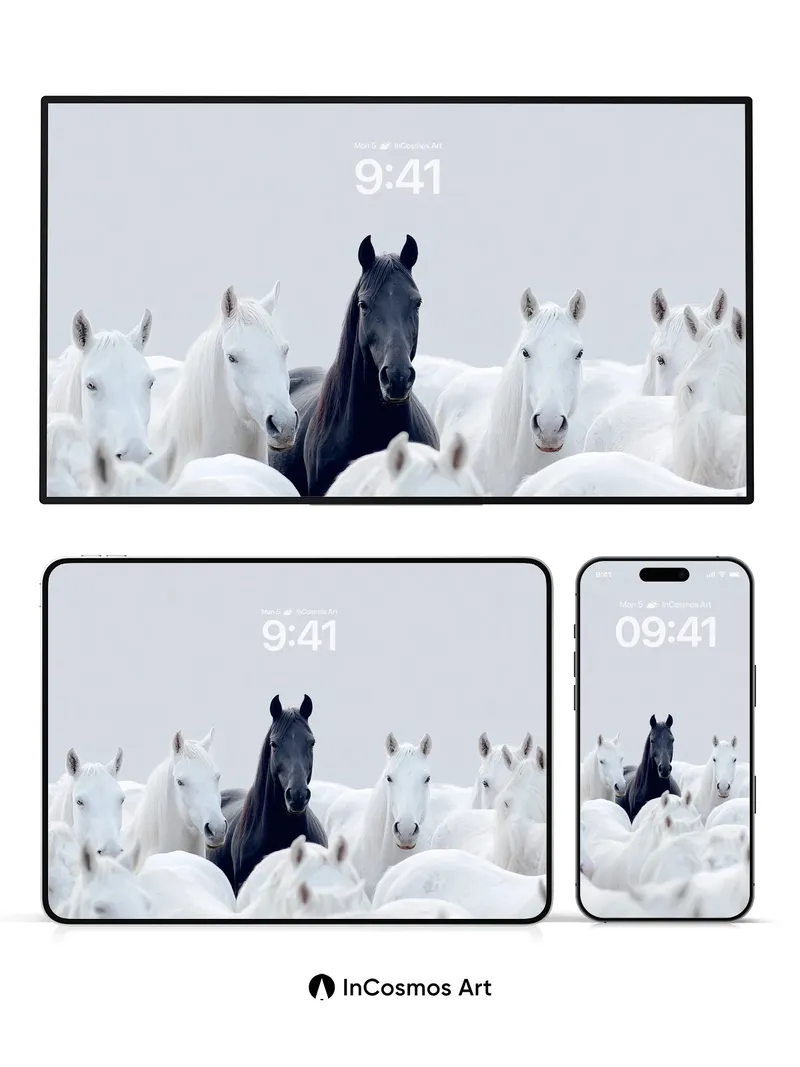 Solemn Contrast Wallpaper with Midnight Mane