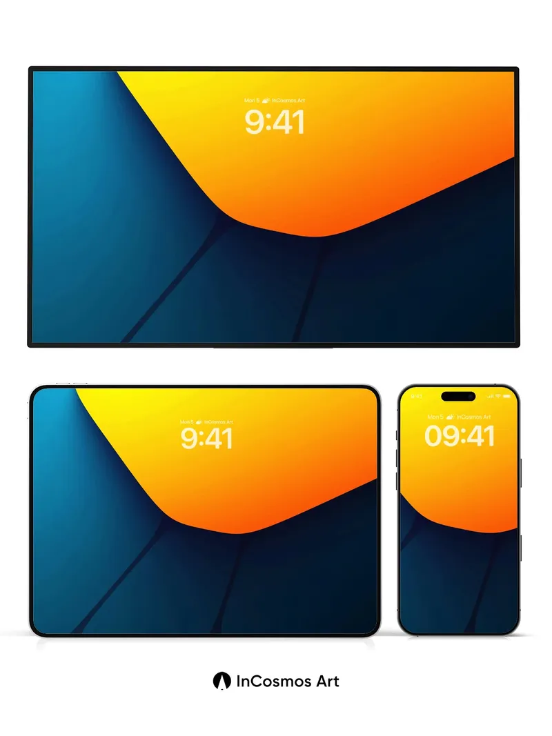 Sunset Geometry Wallpaper with Floating Light