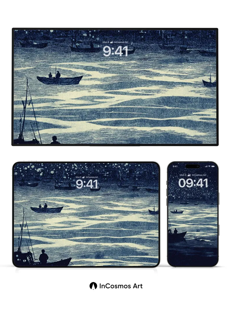 Midnight Drift Wallpaper with Starlit Reflections