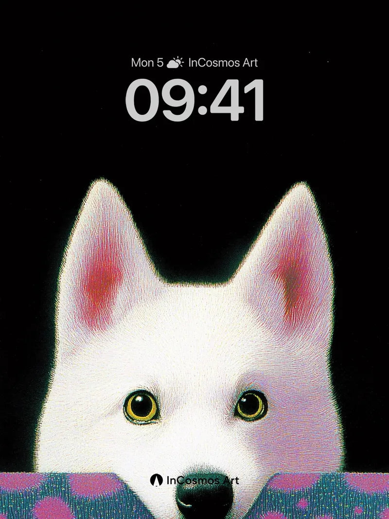 Whispering Canine Wallpaper with Polka-Dot Veil