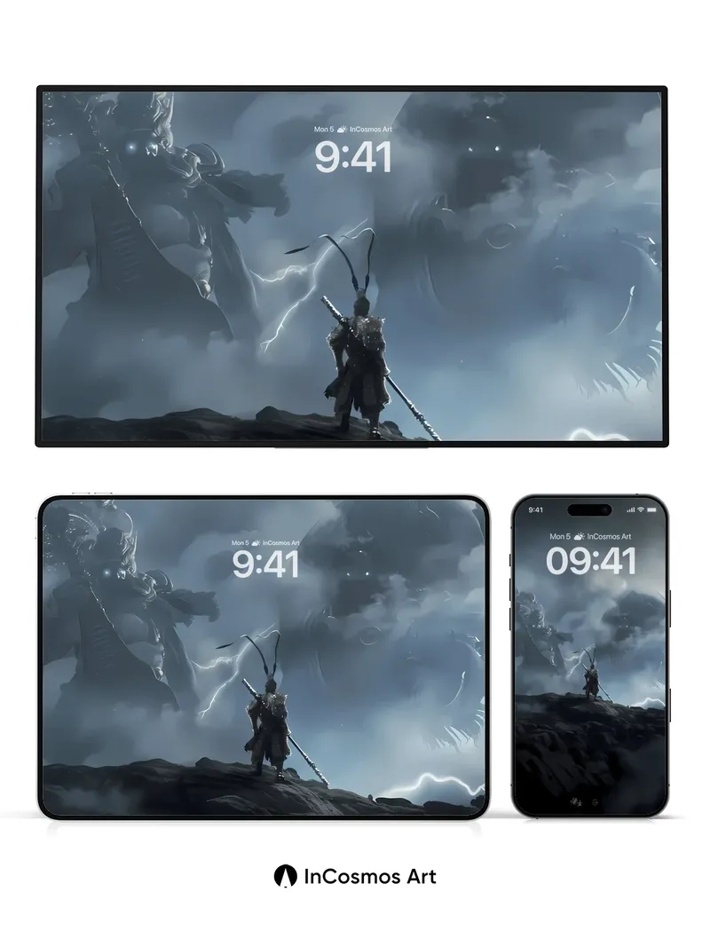 Stormbound Warrior Wallpaper with Celestial Thunder