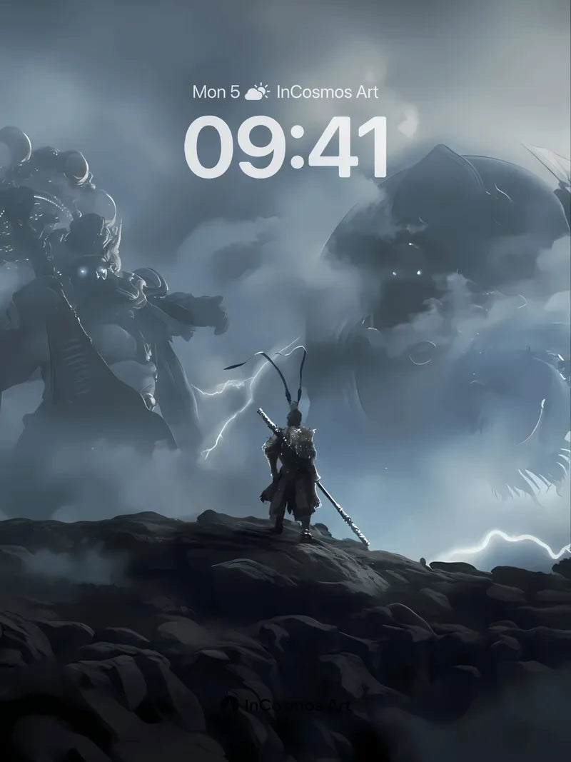 Stormbound Warrior Wallpaper with Celestial Thunder