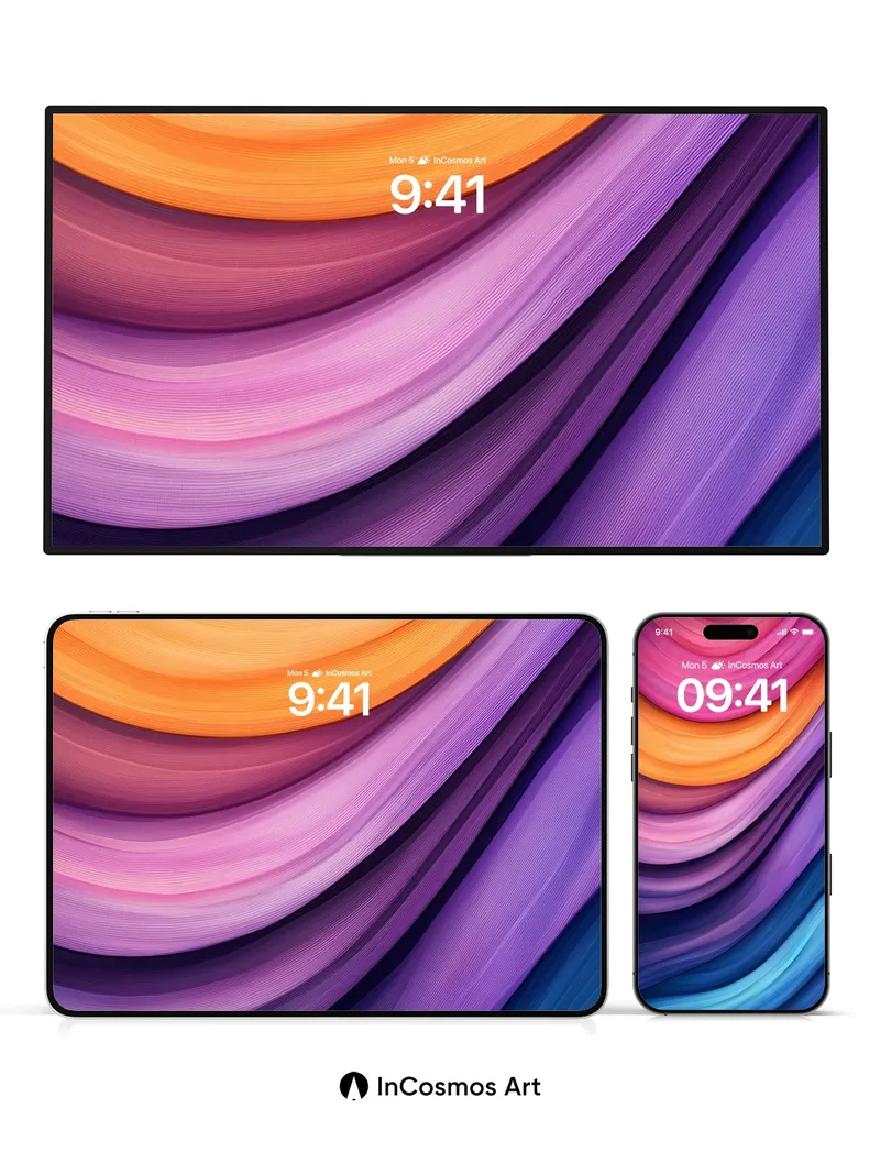 Luminous Wave Wallpaper with Liquid Light