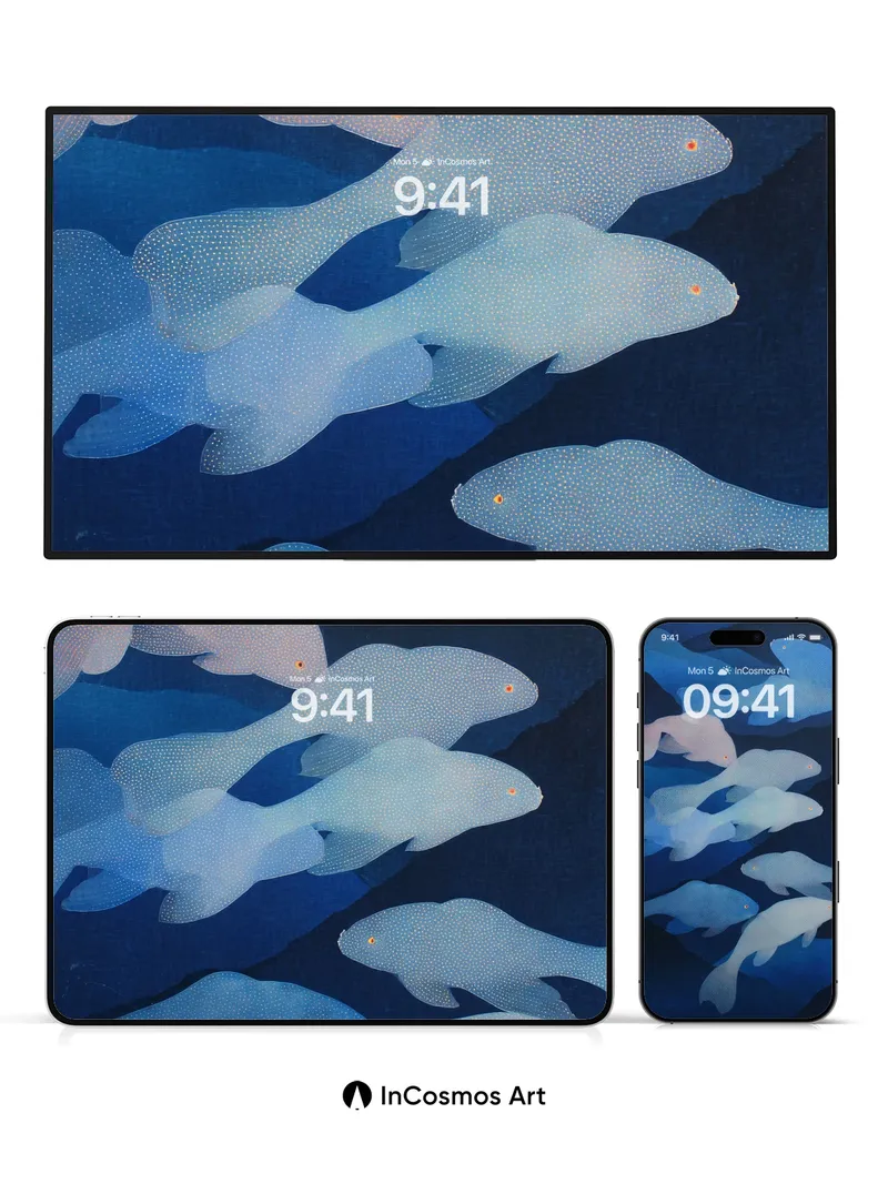 Serene Deepwater Wallpaper with Ethereal Fish