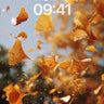 Golden Whirl Wallpaper with Floating Ginkgo Leaves wallpaper for iPhone, iPad & Mac