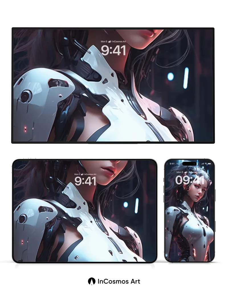 Neon Pulse Wallpaper with Cybernetic Grace