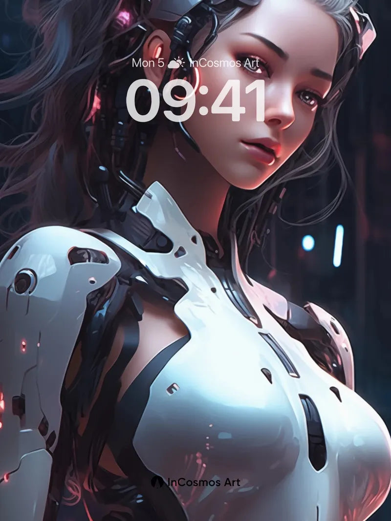 Neon Pulse Wallpaper with Cybernetic Grace