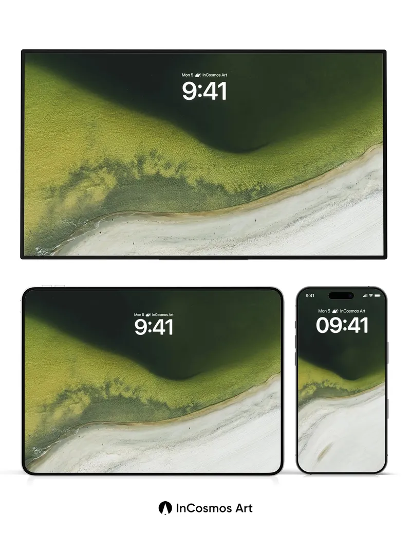 Serenity Shoreline Wallpaper with Algae Bloom