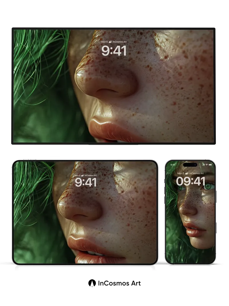 Emerald Gaze Wallpaper with Freckled Light