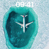 Cerulean Abyss Wallpaper with Floating Airplane wallpaper for iPhone, iPad & Mac