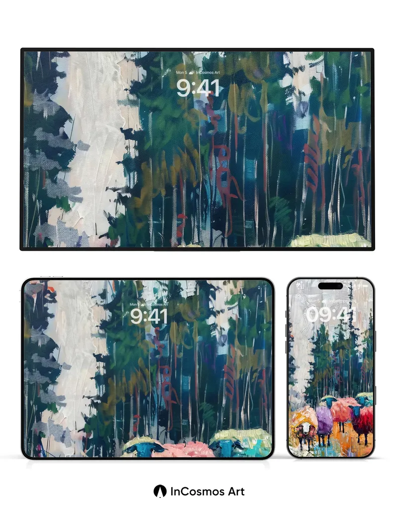 Whimsical Wool Wallpaper with Forest Hues