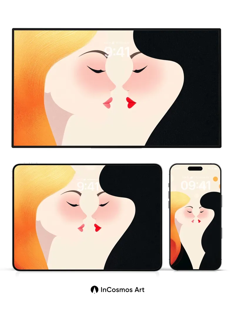 Silent Embrace Wallpaper with Floating Light