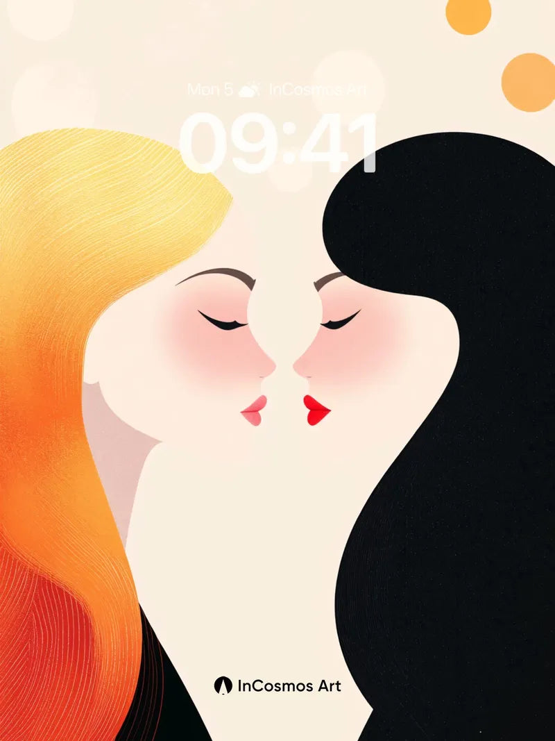 Silent Embrace Wallpaper with Floating Light