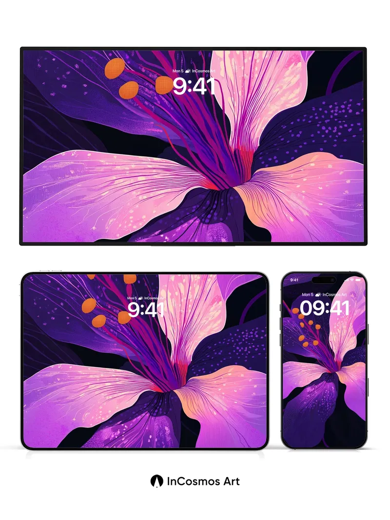 Luminous Petal Wallpaper with Cosmic Veins