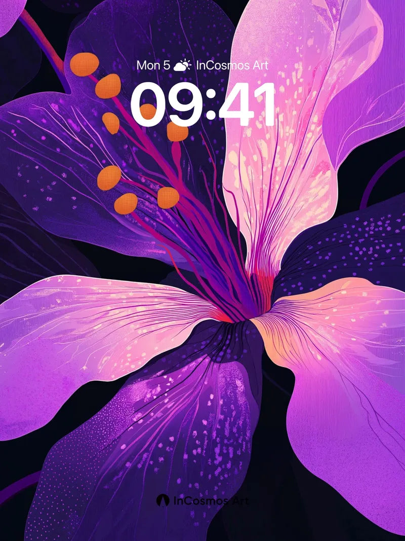 Luminous Petal Wallpaper with Cosmic Veins