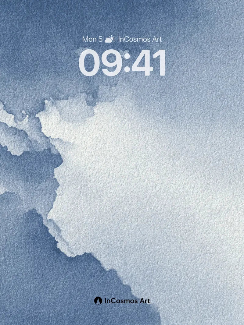 Serene Blue Haze Wallpaper with Soft Watercolor Edges