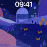 Moonlit Garden Wallpaper with Fluttering Butterflies wallpaper for iPhone, iPad & Mac