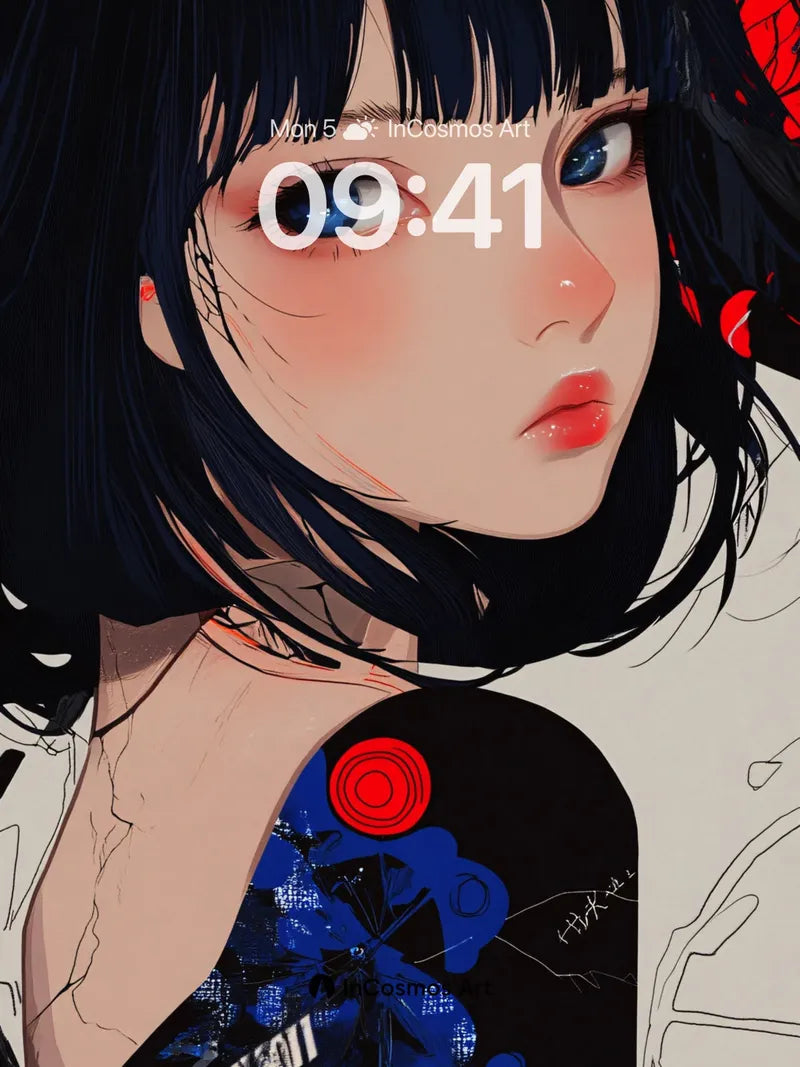 Crimson Reflection Wallpaper with Hidden Symbols wallpaper for iPhone, iPad & Mac