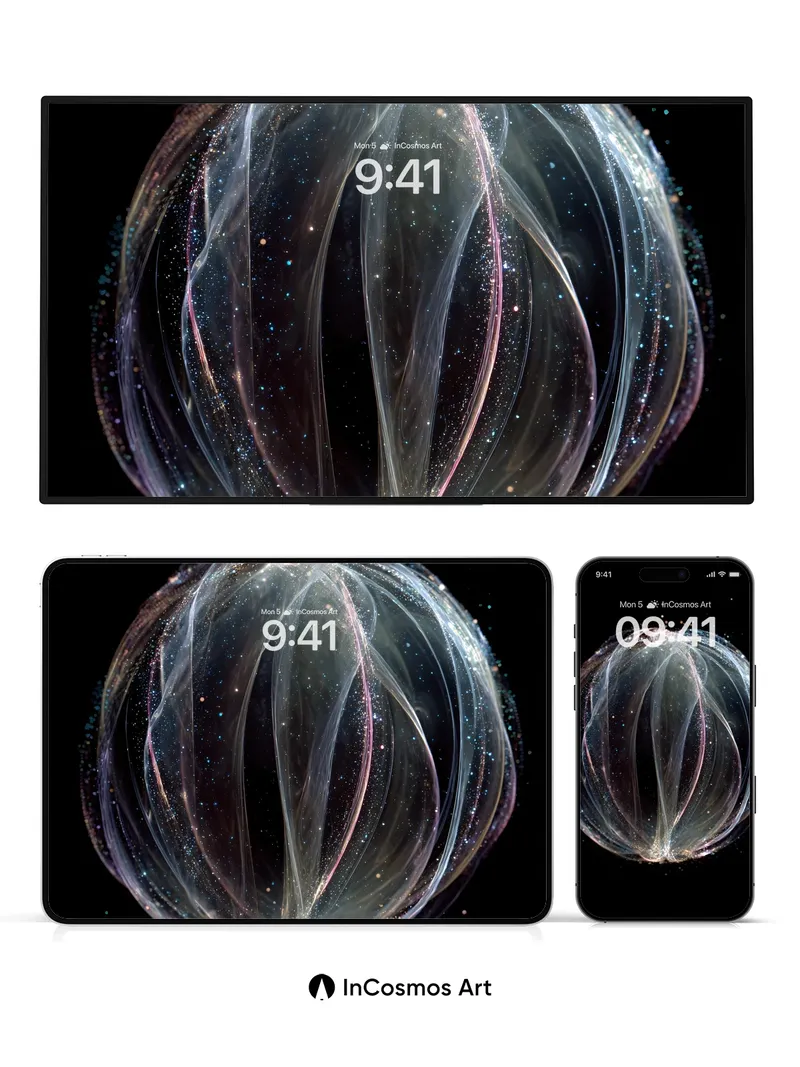Ethereal Orb Wallpaper with Cosmic Veils