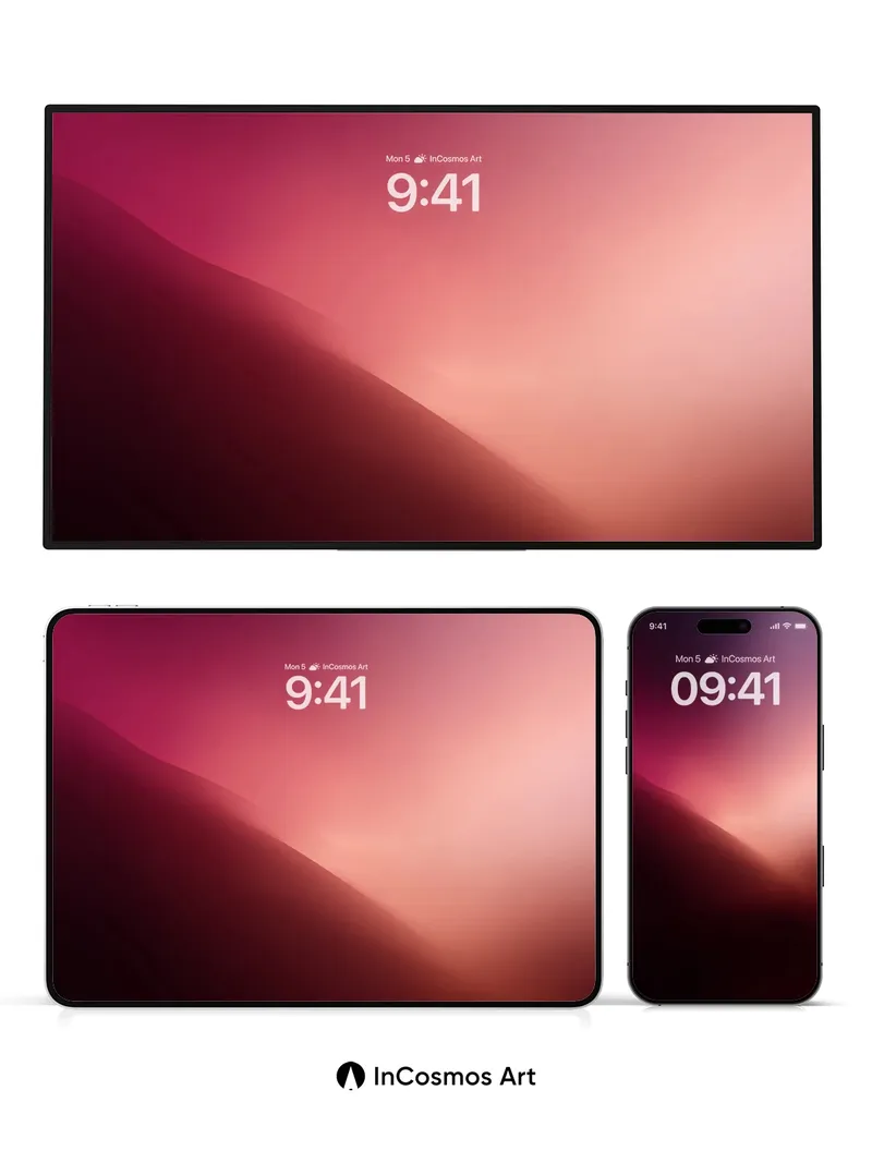 Crimson Hush Wallpaper with Mountain Silhouette