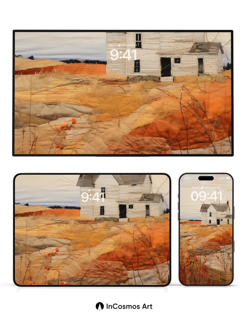 Nostalgic Field Wallpaper with Quilted Earth