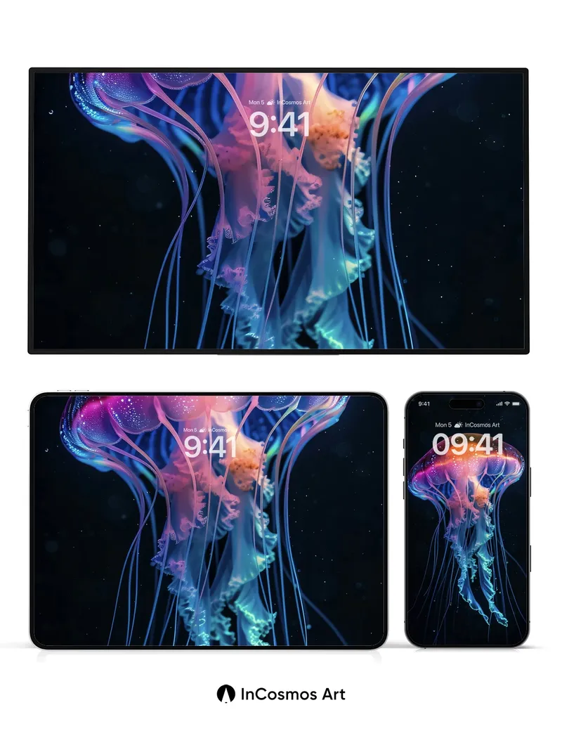 Luminous Abyss Wallpaper with Bioluminescent Veils